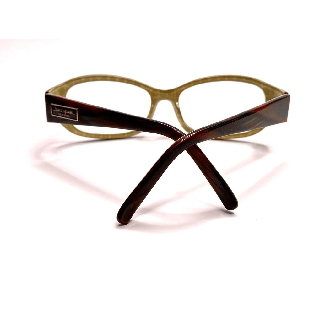NEW Kate Spade NY Brown Oval Wrap Glasses Green Interior Italy DEE/S 54 17 120